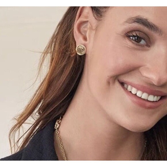 Patricia Nash Roman Coin Elephant Designer Etched Signature Earrings Gold - Picture 1 of 7